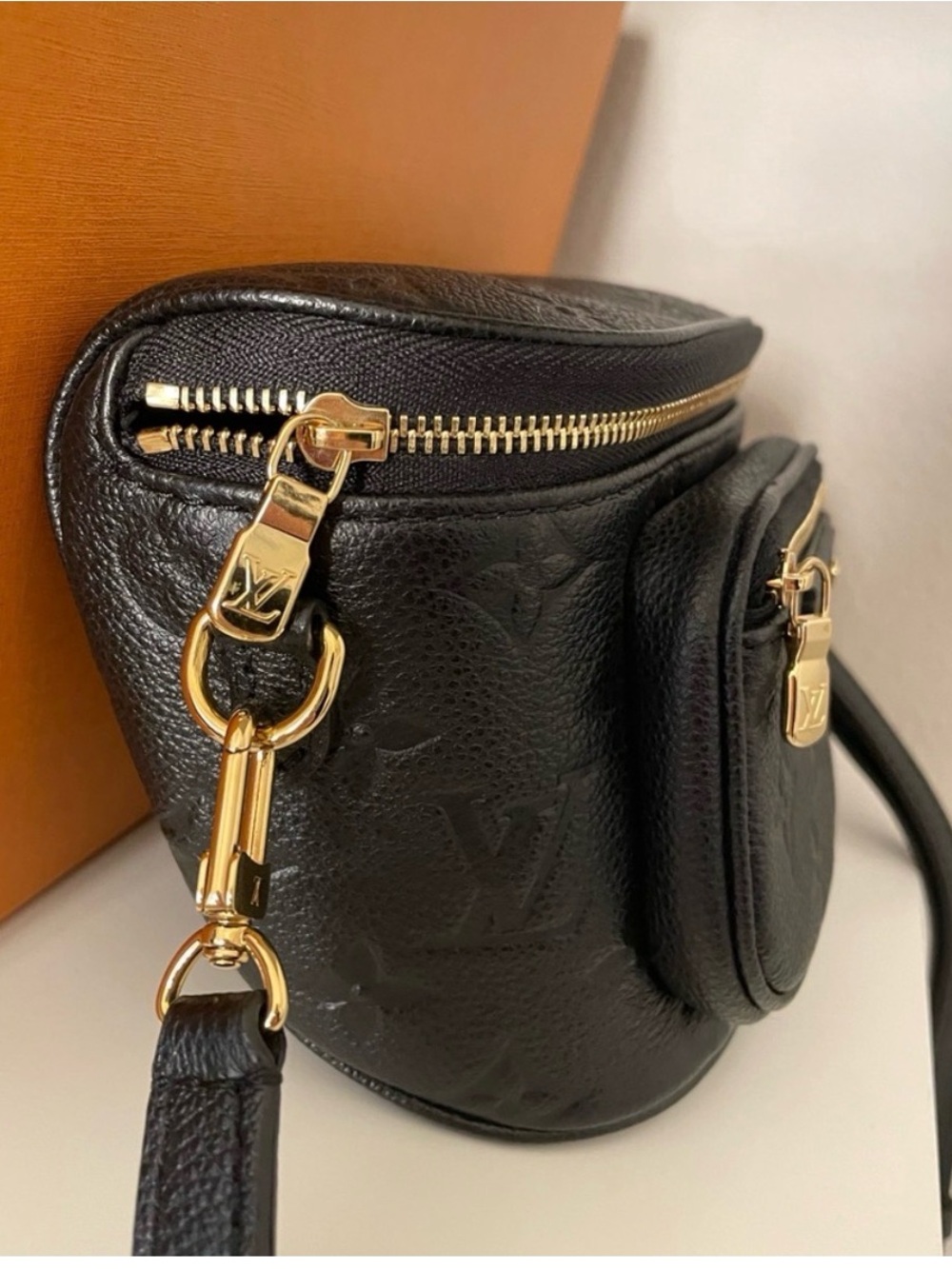 Louis Vuitton Black Monogram Embossed Pebbled Leather Mini Bum Bag - Picture 9 of 14